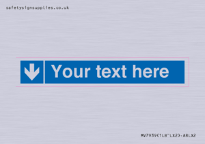 Custom Mandatory directional sign, blue arrow down